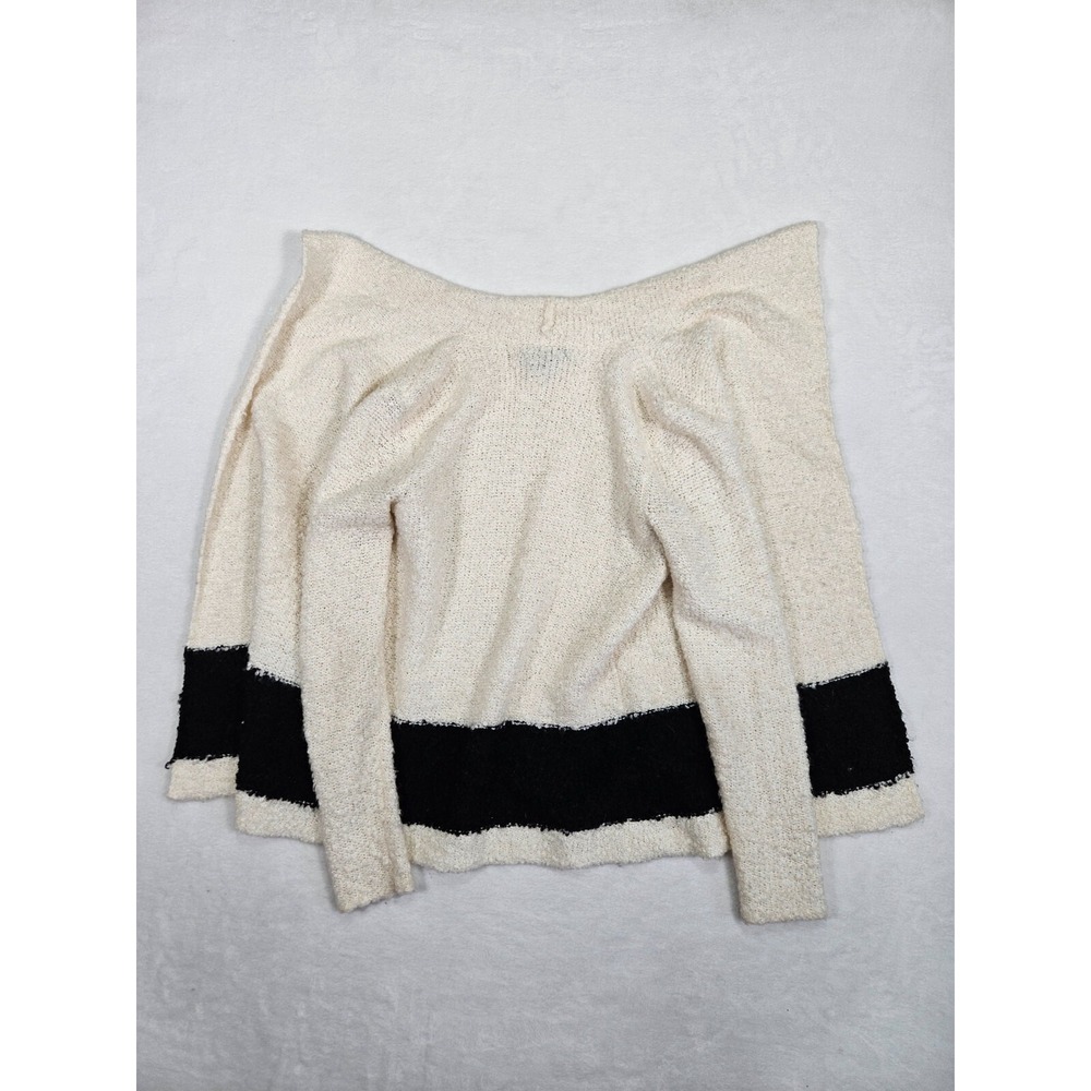LRL Ralph Lauren Cardigan Women's Small White Black Wool Blend Knit Open‎ Casual - Picture 7 of 9